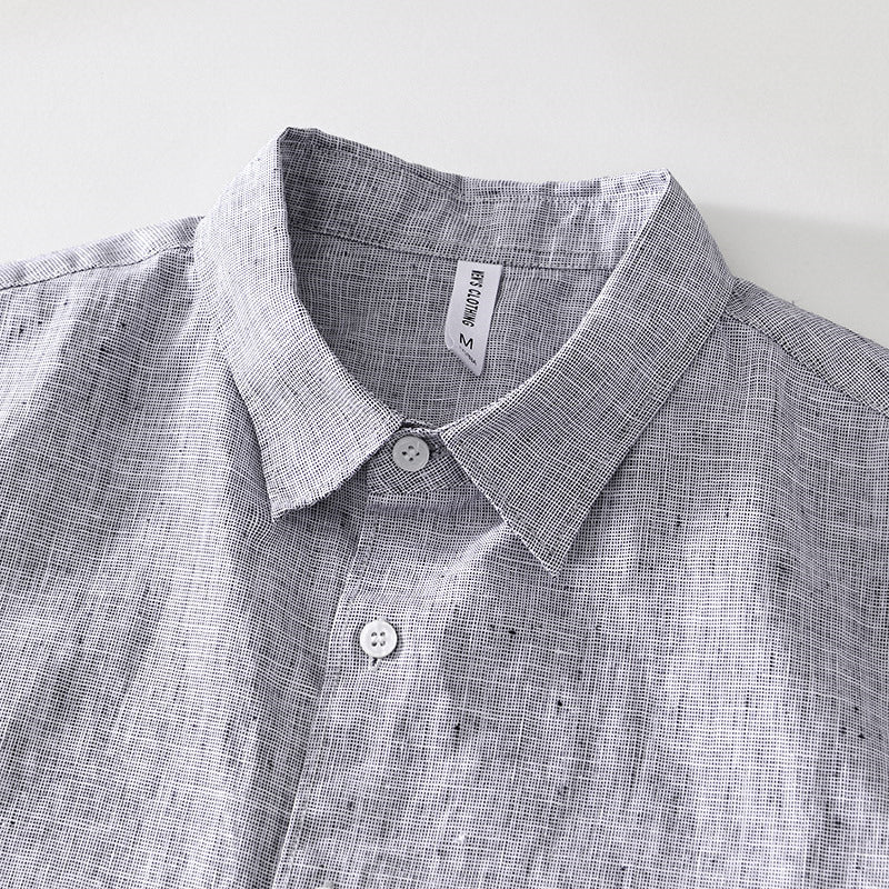 Pure Linen Cardigan Short Sleeve Shirt