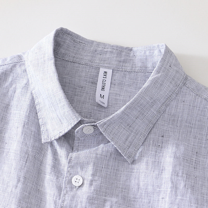 Pure Linen Cardigan Short Sleeve Shirt
