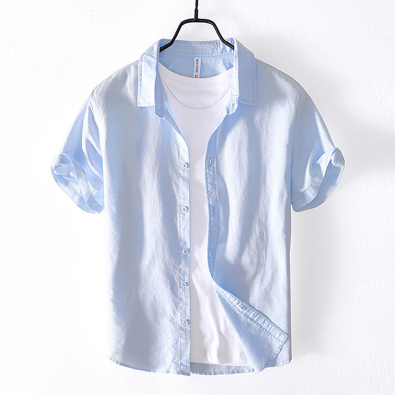Cotton Linen Retro Casual Short Sleeved Shirt