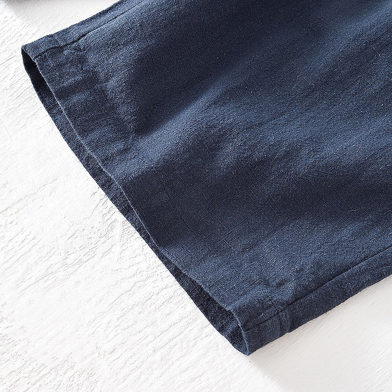 Cotton Linen Drawstring Loose Solid Shorts