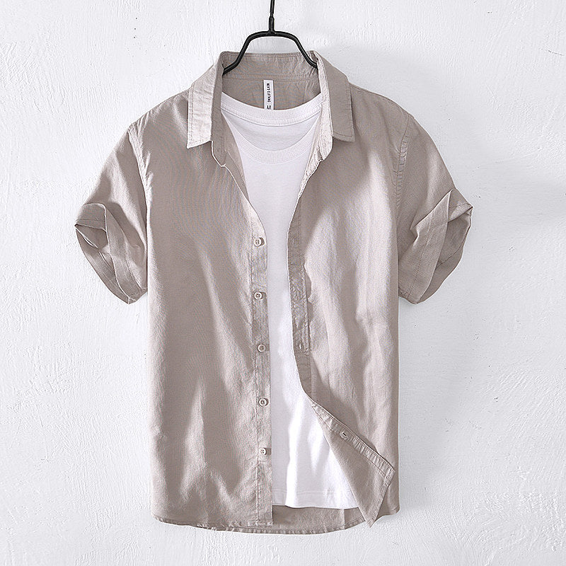 Cotton Linen Retro Casual Short Sleeved Shirt