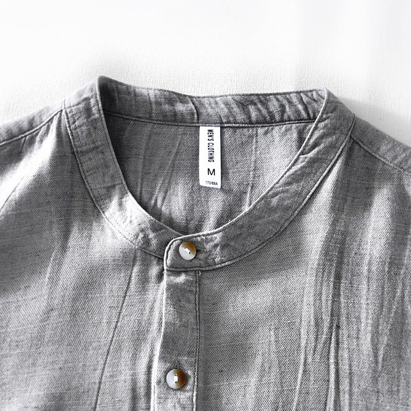 Linen Lapel Short Sleeve Shirt