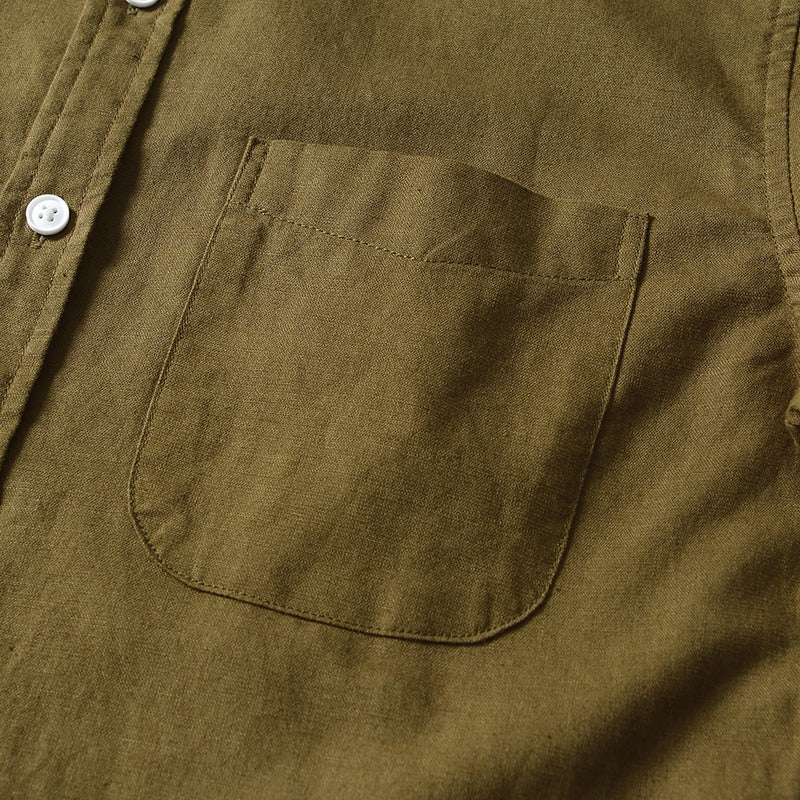 Cotton Linen Solid Color Casual Long Sleeved Shirt