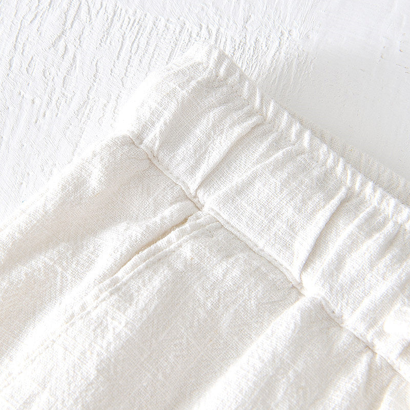 Cotton Linen Drawstring Loose Solid Shorts