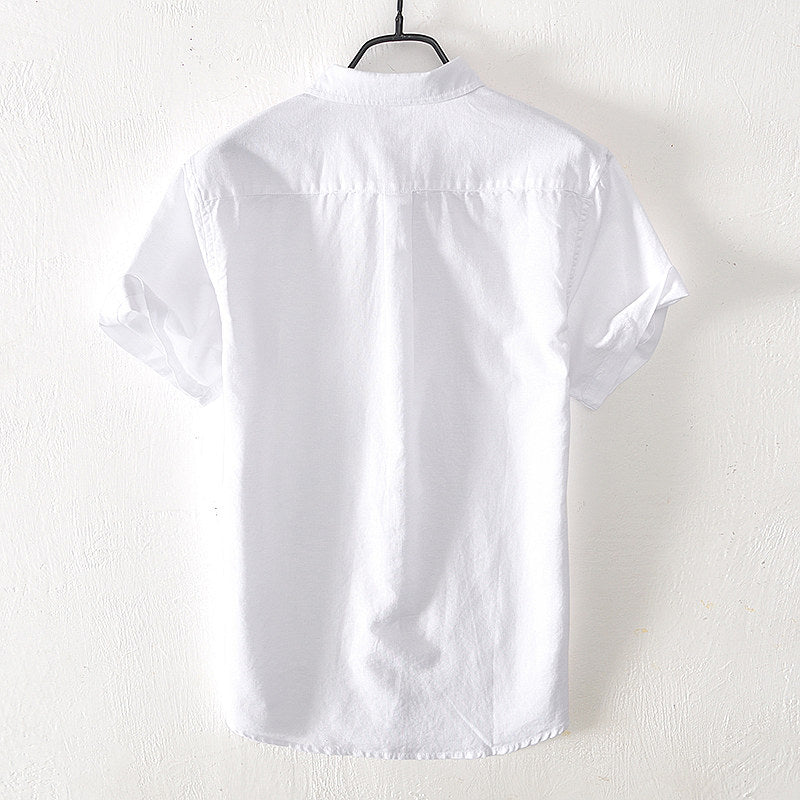 Cotton Linen Retro Casual Short Sleeved Shirt