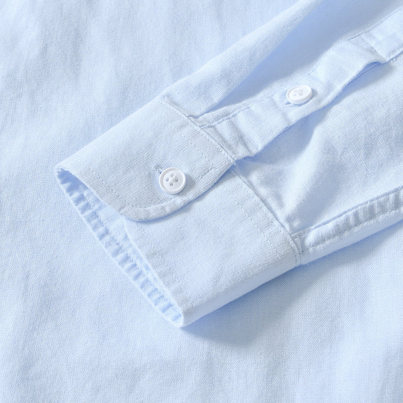 Cotton Linen Solid Color Casual Long Sleeved Shirt