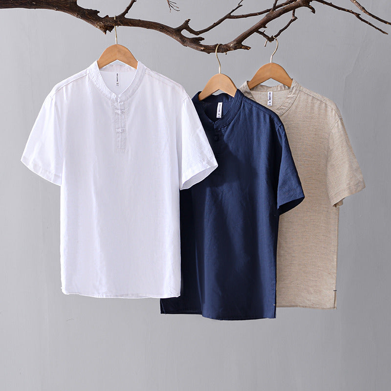 Chinese Style Linen Short Sleeve Shirt