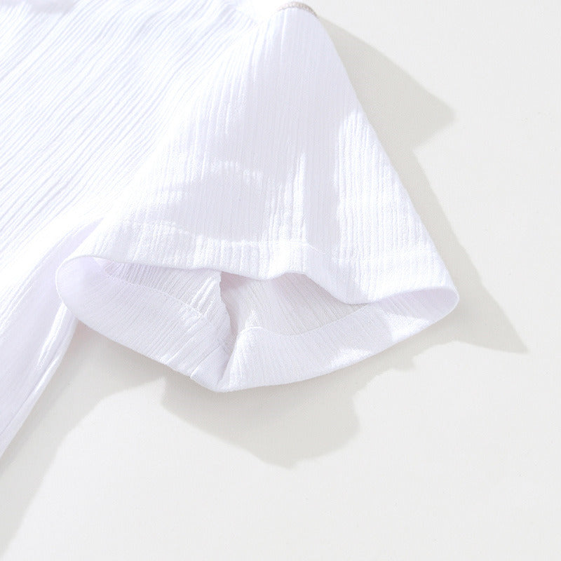 Linen Ramie Half-Open Short-Sleeved Shirt