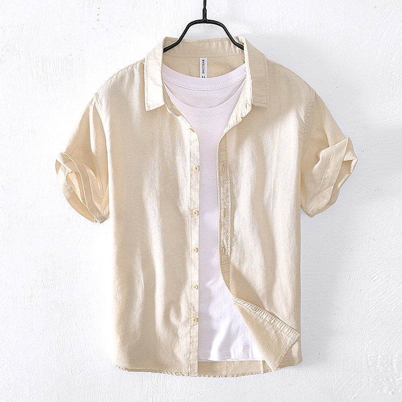 Cotton Linen Retro Casual Short Sleeved Shirt