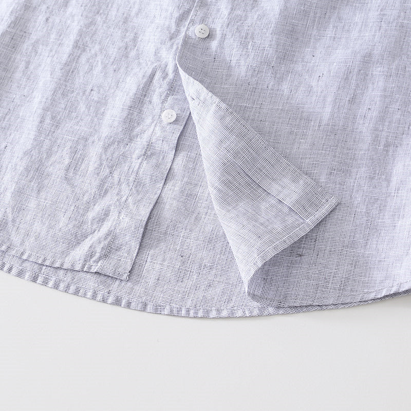 Pure Linen Cardigan Short Sleeve Shirt