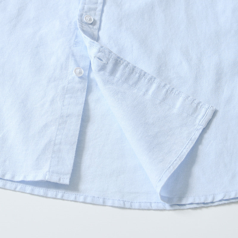 Cotton Linen Solid Color Casual Long Sleeved Shirt