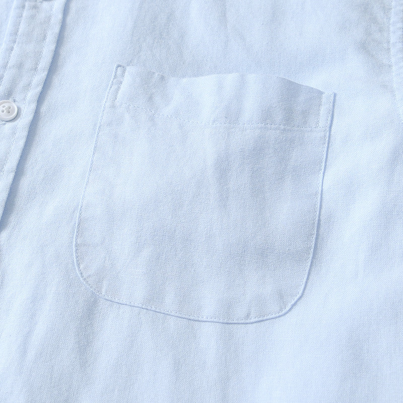 Cotton Linen Solid Color Casual Long Sleeved Shirt