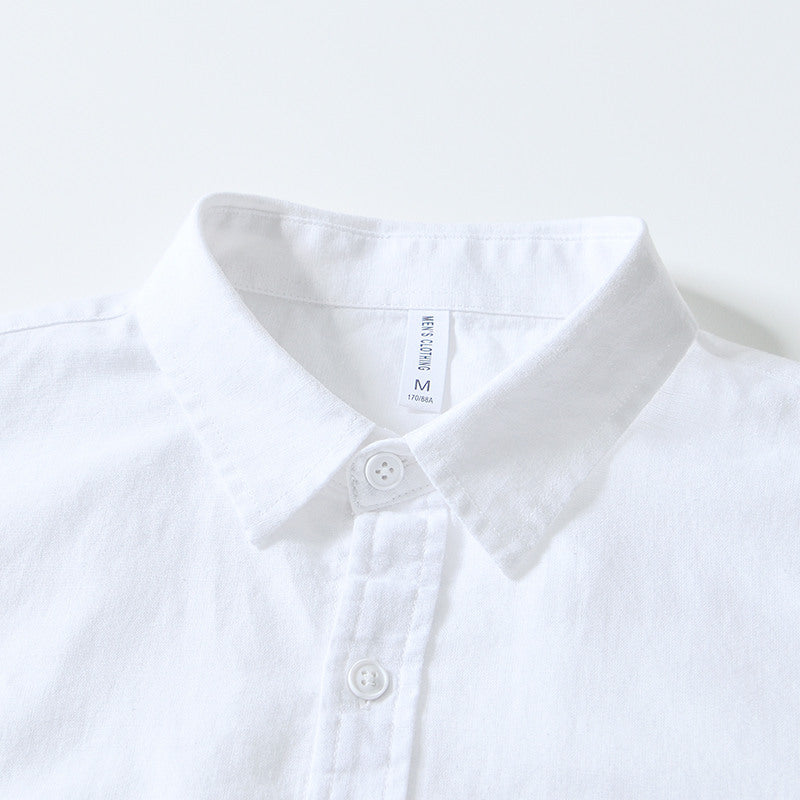 Cotton Linen Solid Color Casual Long Sleeved Shirt