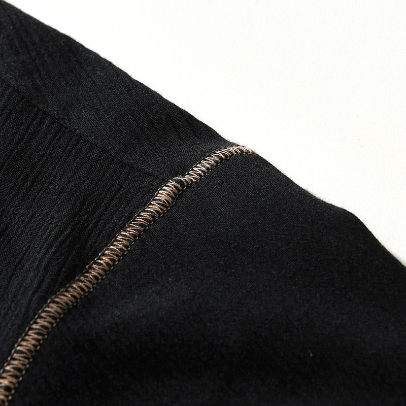 Linen Ramie Half-Open Short-Sleeved Shirt