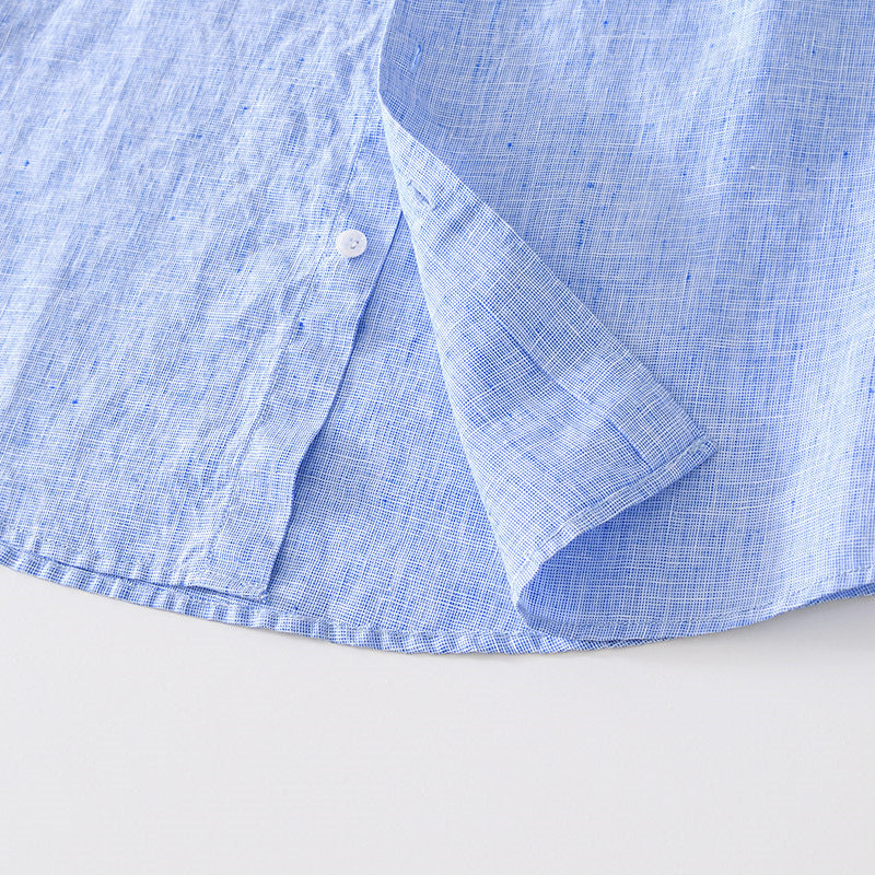 Pure Linen Cardigan Short Sleeve Shirt