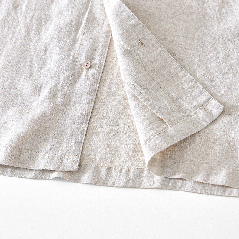 Basic Linen Casual Short Sleeve Shirt