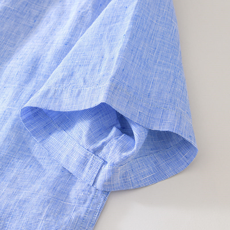 Pure Linen Cardigan Short Sleeve Shirt