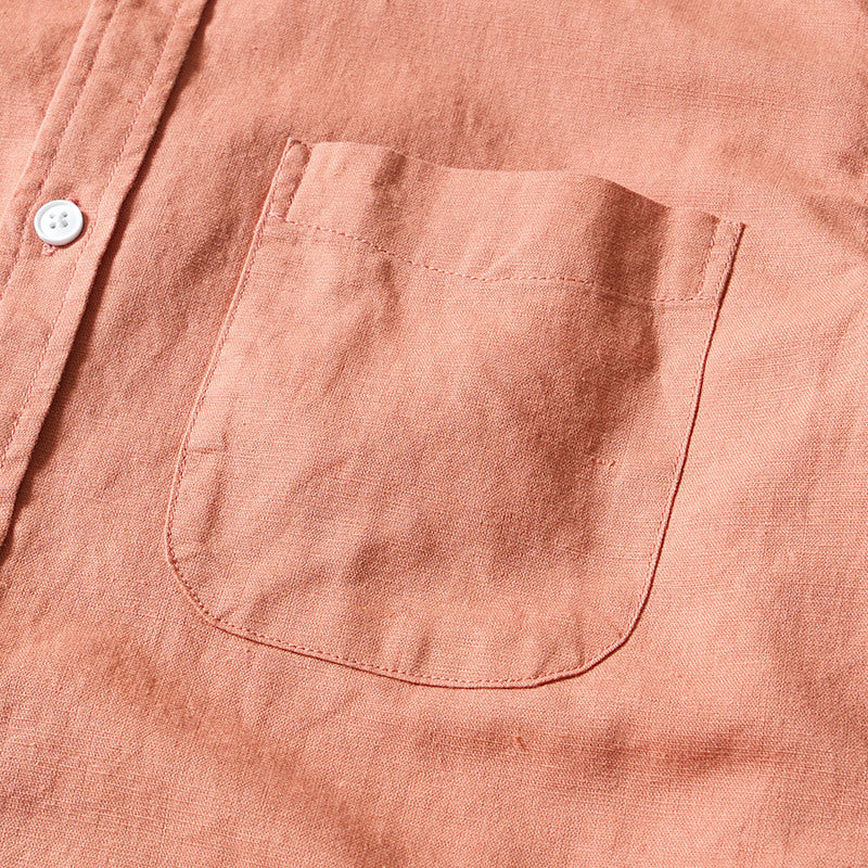 Cotton Linen Solid Color Casual Long Sleeved Shirt