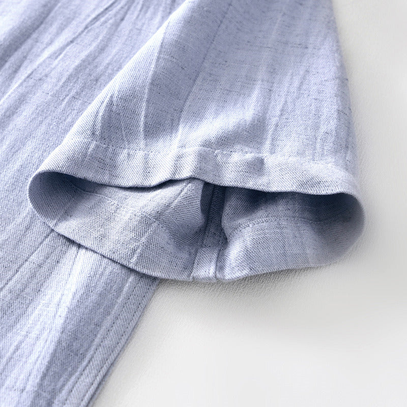 Linen Lapel Short Sleeve Shirt