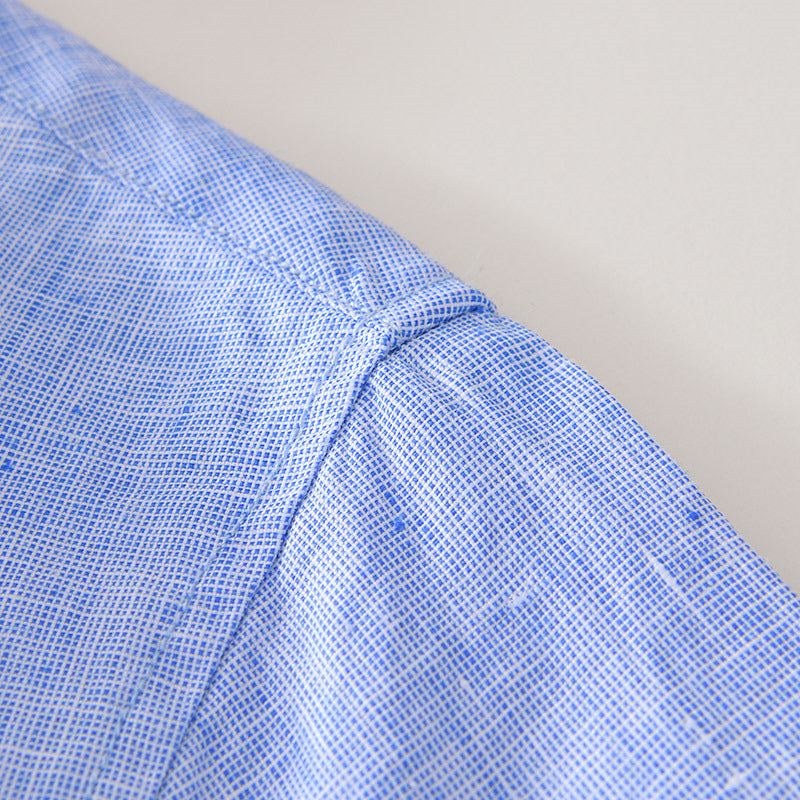 Pure Linen Cardigan Short Sleeve Shirt