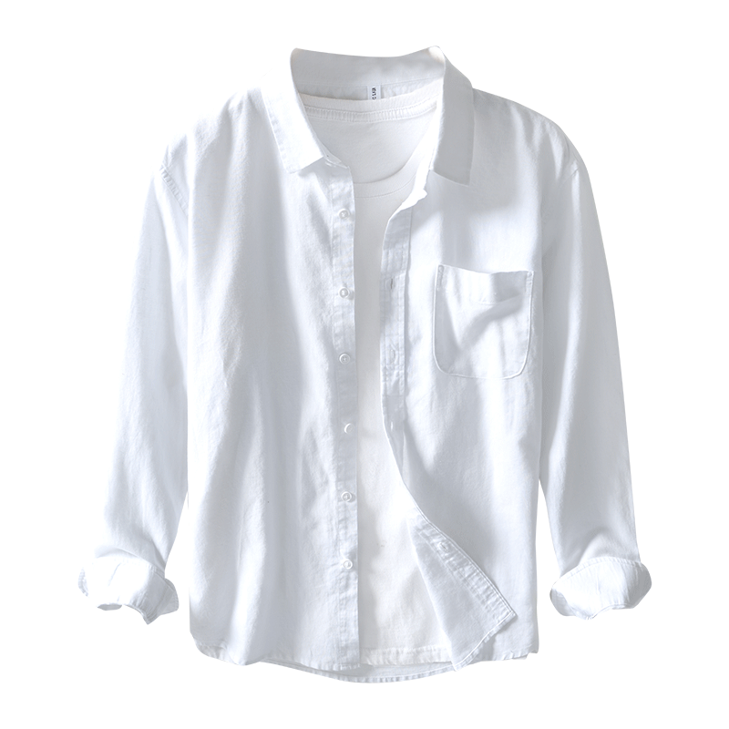 Cotton Linen Solid Color Casual Long Sleeved Shirt