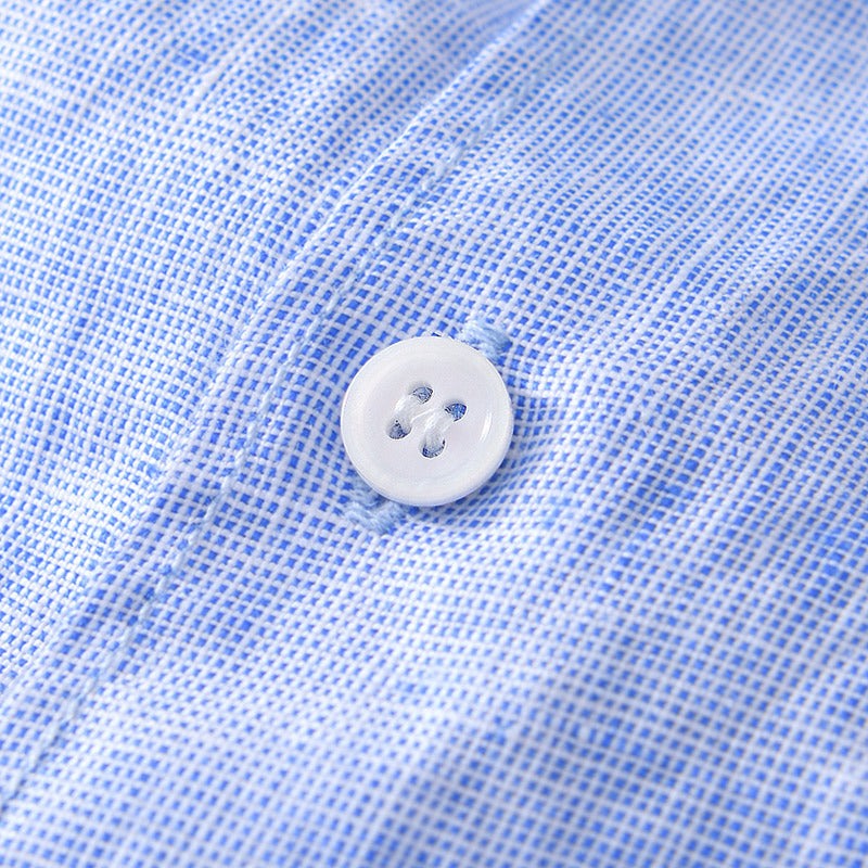 Pure Linen Cardigan Short Sleeve Shirt