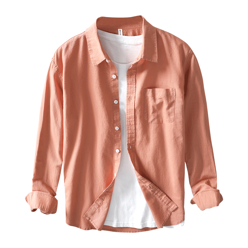 Cotton Linen Solid Color Casual Long Sleeved Shirt