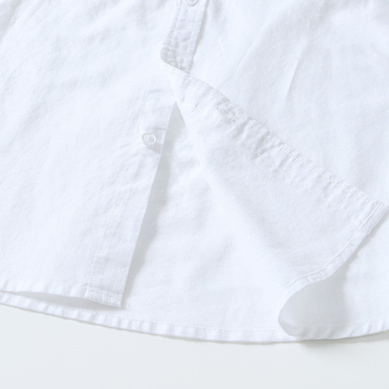 Cotton Linen Solid Color Casual Long Sleeved Shirt