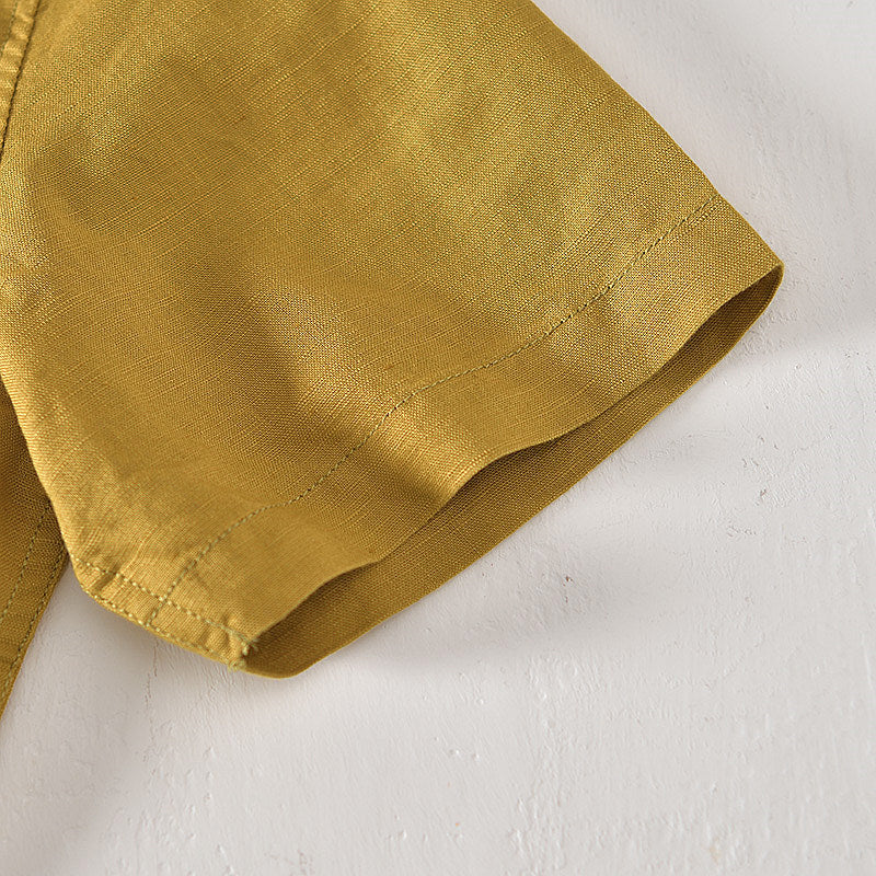 Cotton Linen Retro Casual Short Sleeved Shirt