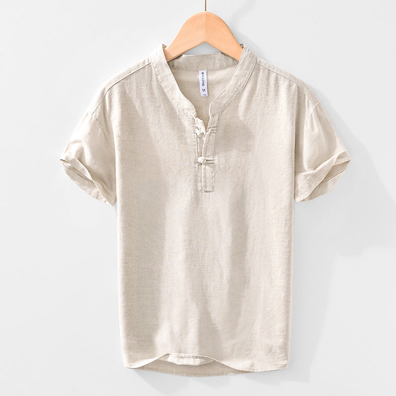 Chinese Style Linen Short Sleeve Shirt