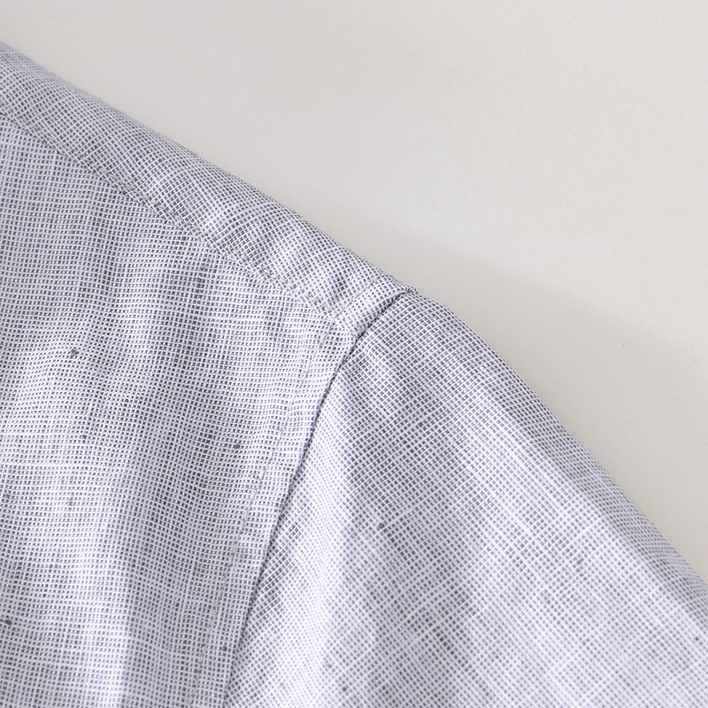Pure Linen Cardigan Short Sleeve Shirt