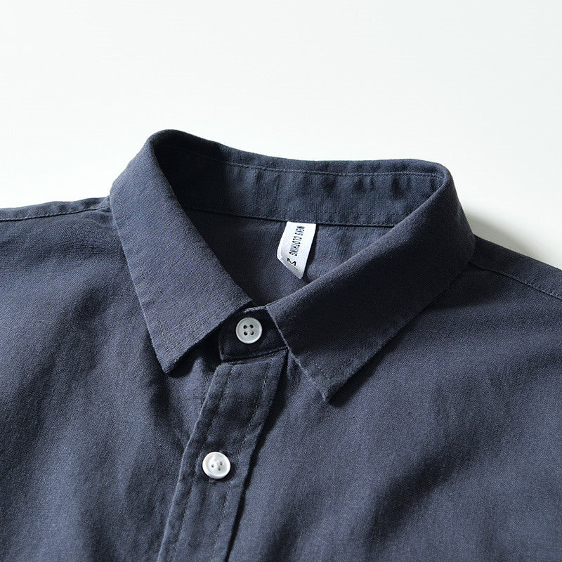 Cotton Linen Solid Color Casual Long Sleeved Shirt
