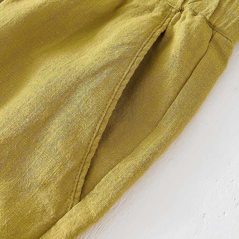 Cotton Linen Drawstring Loose Solid Shorts