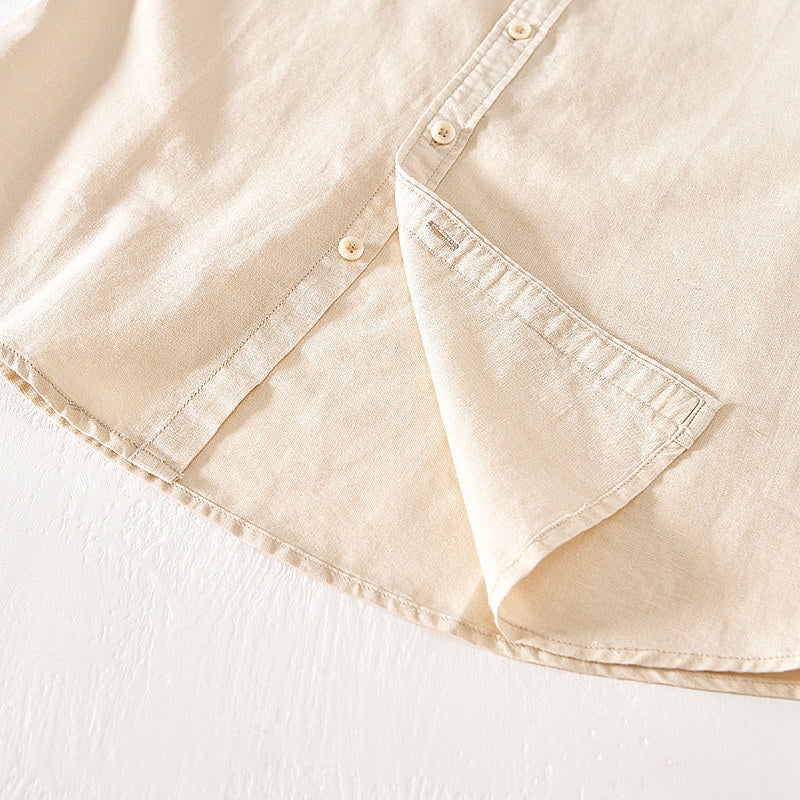 Cotton Linen Retro Casual Short Sleeved Shirt