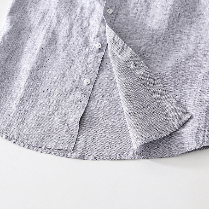 Pure Linen Cardigan Short Sleeve Shirt