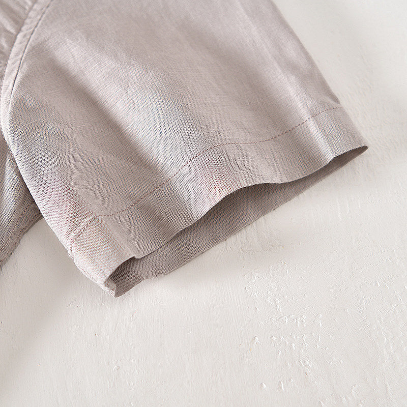 Cotton Linen Retro Casual Short Sleeved Shirt