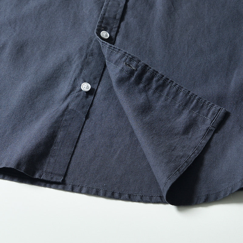 Cotton Linen Solid Color Casual Long Sleeved Shirt
