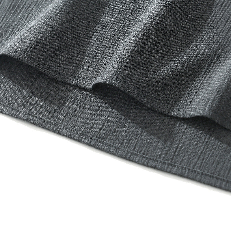 Linen Ramie Half-Open Short-Sleeved Shirt