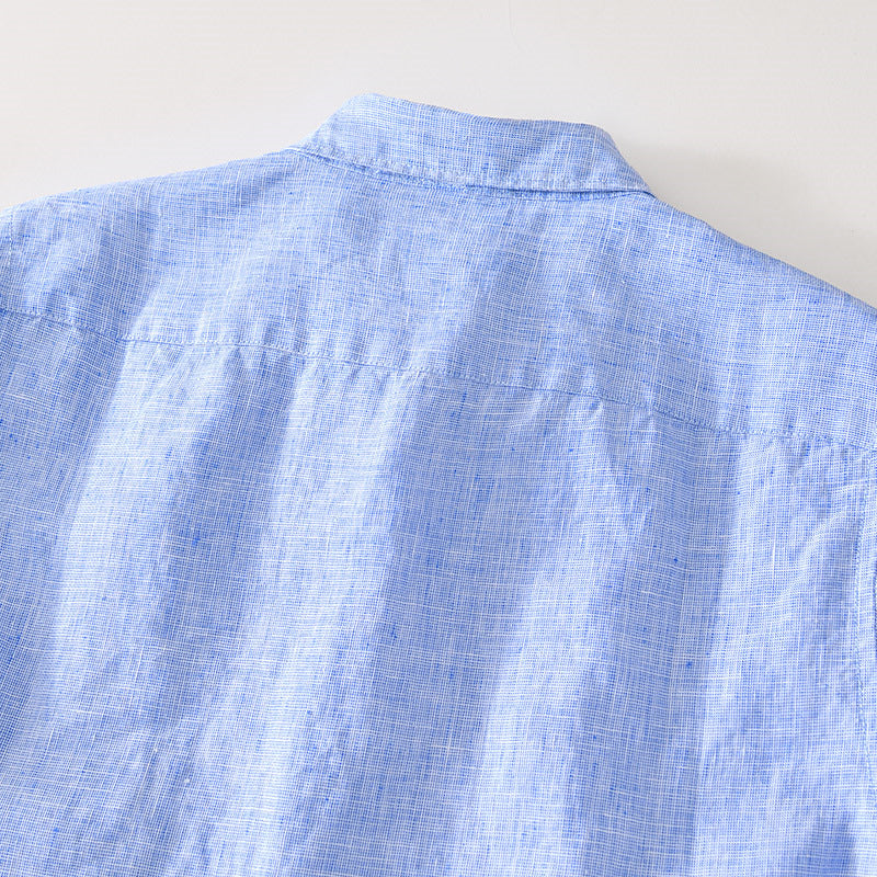 Pure Linen Cardigan Short Sleeve Shirt