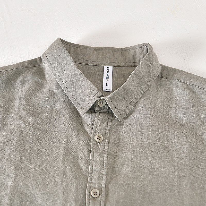 Cotton Linen Retro Casual Short Sleeved Shirt