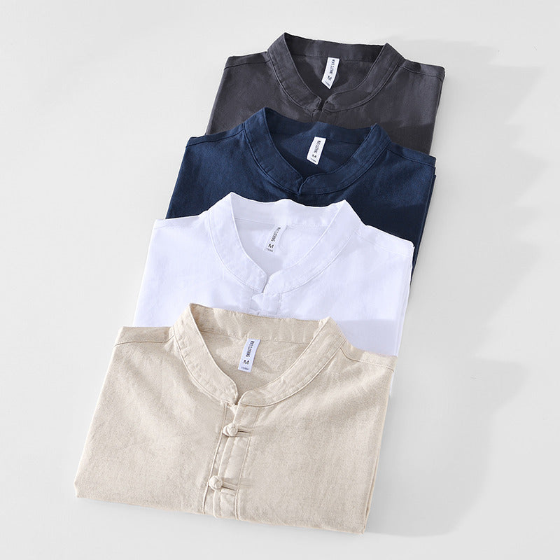 Chinese Style Linen Short Sleeve Shirt