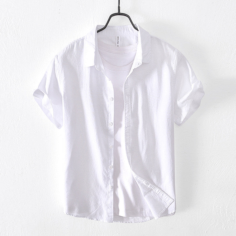 Cotton Linen Retro Casual Short Sleeved Shirt