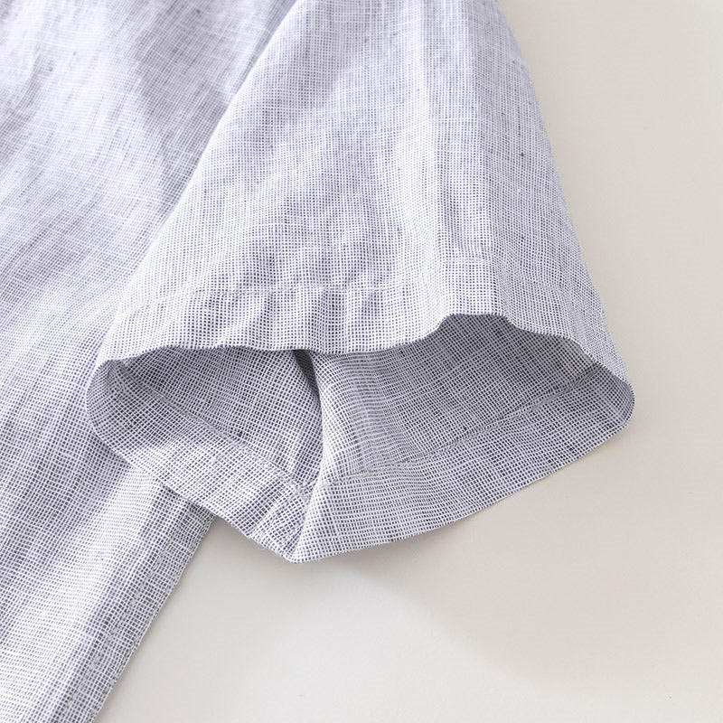 Pure Linen Cardigan Short Sleeve Shirt