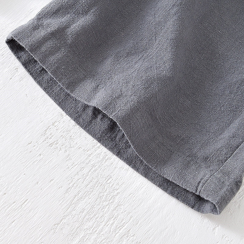 Cotton Linen Drawstring Loose Solid Shorts
