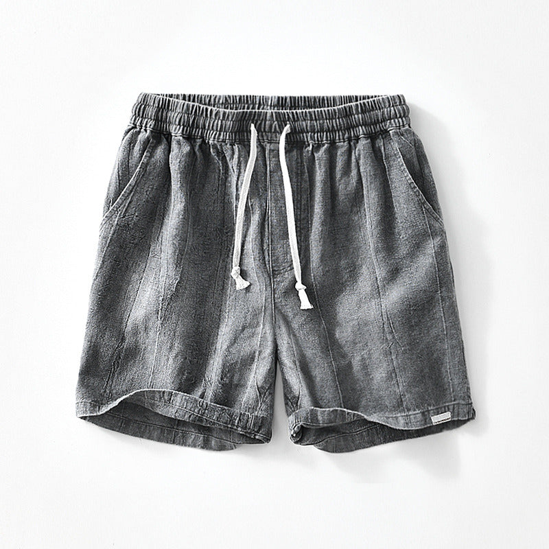 Ramie Distressed Casual Drawstring Shorts