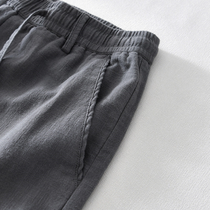 Ramie Basic Casual Straight Pant