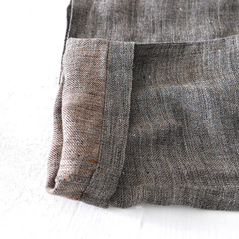 Pure Linen Fresh Drawstring Cropped Pants