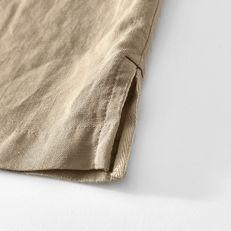 Basic Linen Casual Short Sleeve Shirt