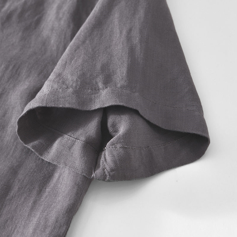Basic Linen Casual Short Sleeve Shirt