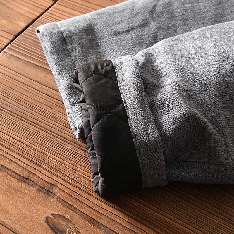 Ramie Elastic Waist Warm Pants